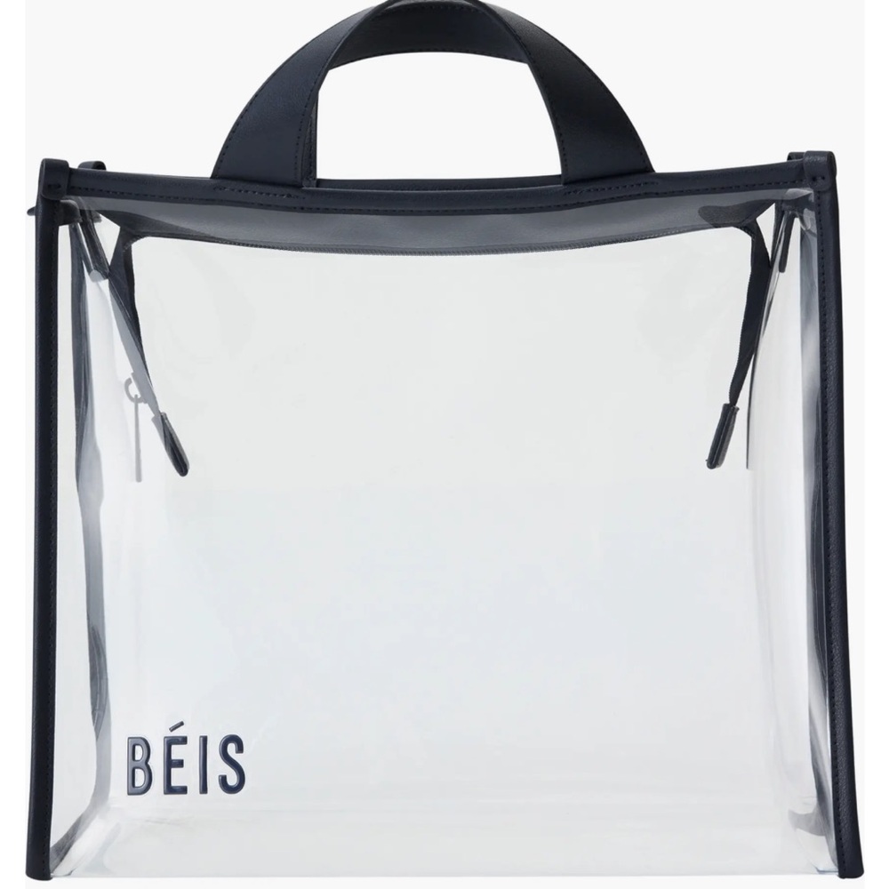 BEIS Clear Stadium Tote with Navy Trim || NYT